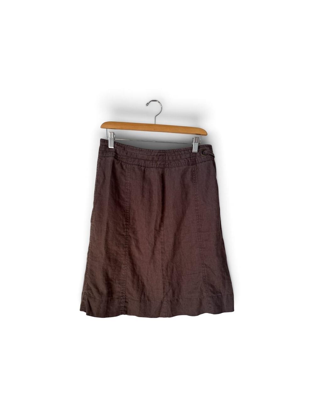 Rw&co Women’s Brown Linen Blend A-Line Skirt
